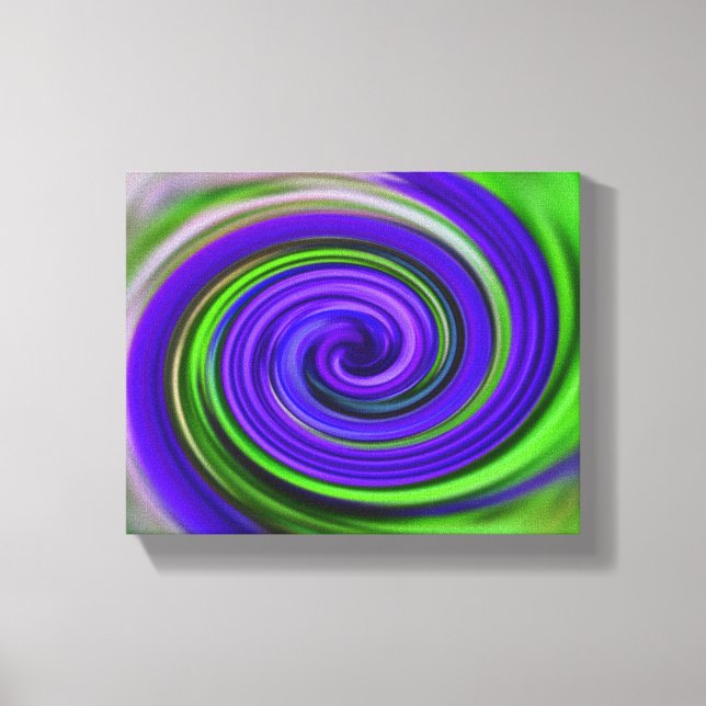 Abstract Purple And Green Swirls Canvas Print (Front)