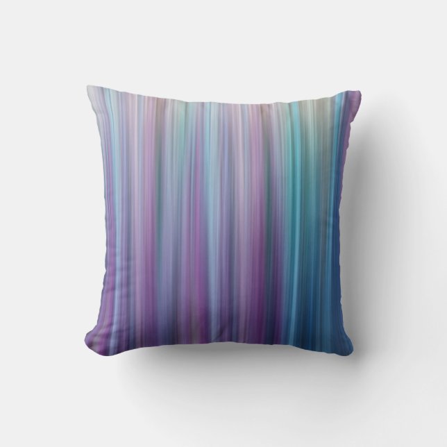 Abstract Purple and Teal Gradient Stripes Pattern Cushion (Front)