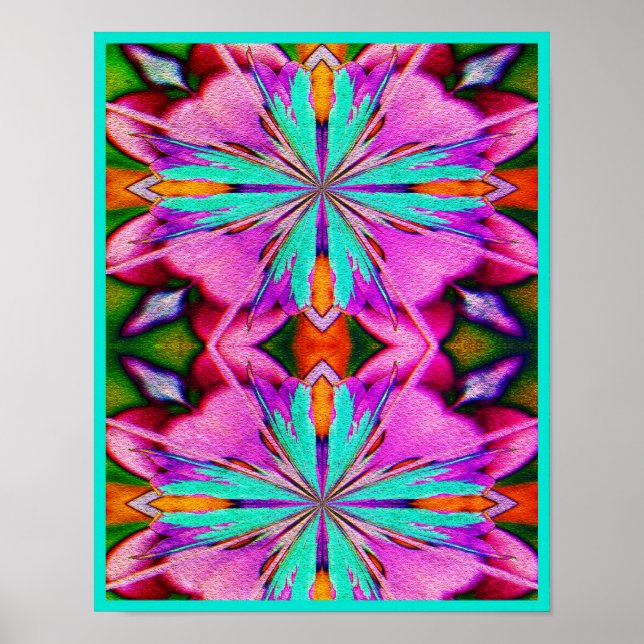 Abstract Purple And Turquoise Art Framed Poster (Front)