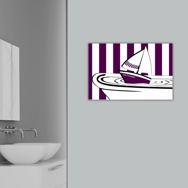 Abstract Purple Bathtub Toy Sailing Boat Poster (Abstract Purple Bathtub Toy Sailing Boat, Dare to Dream!, Poster, Bathroom)