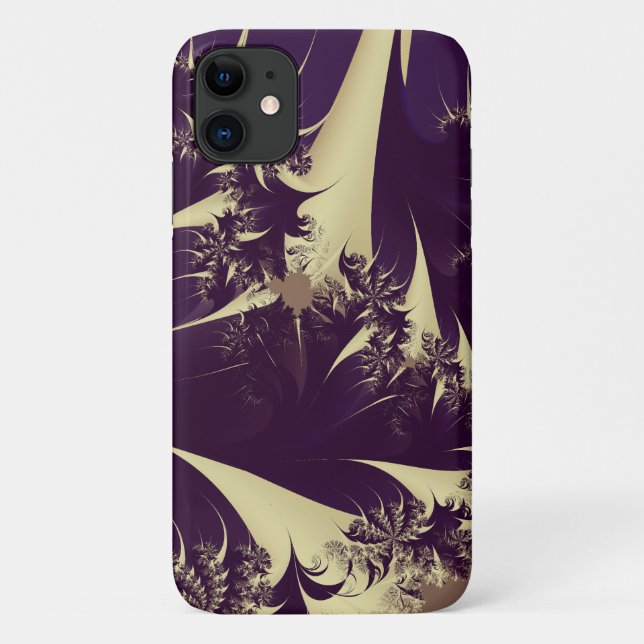 Abstract Purple Beige Fractal Spikes Case-Mate iPhone Case (Back)