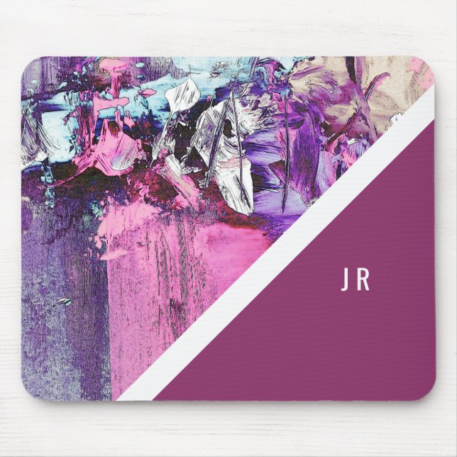 abstract purple + berry  tone chic cool marble mouse pad (Front)