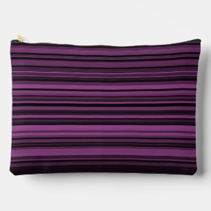 Abstract Purple Black Stripes Large Accessory Pouch