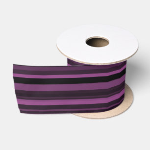 Abstract Purple Black Stripes Satin Ribbon