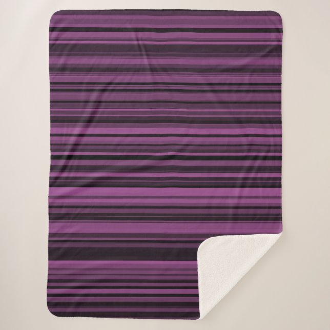 Abstract Purple Black Stripes Sherpa Blanket (Front)
