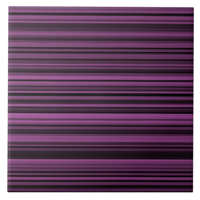 Abstract Purple Black Stripes Tile (Front)