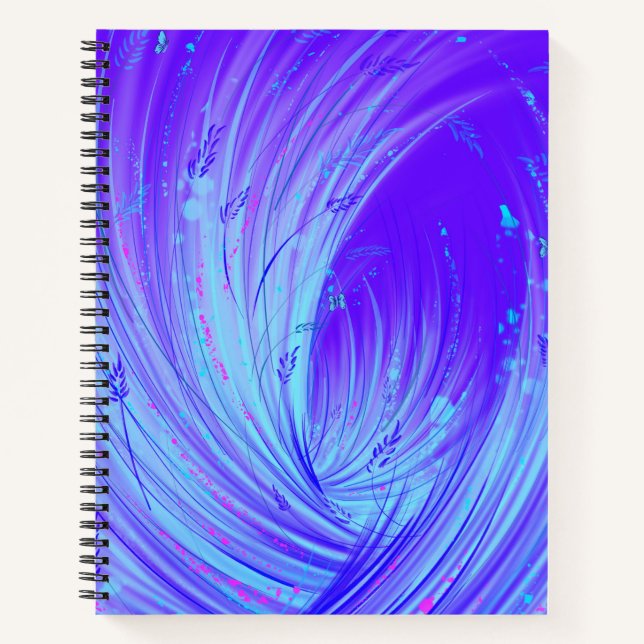 Abstract purple blue  Enchanted Garden Notebook (Front)