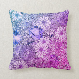 Abstract Purple & Blue Floral Pillow