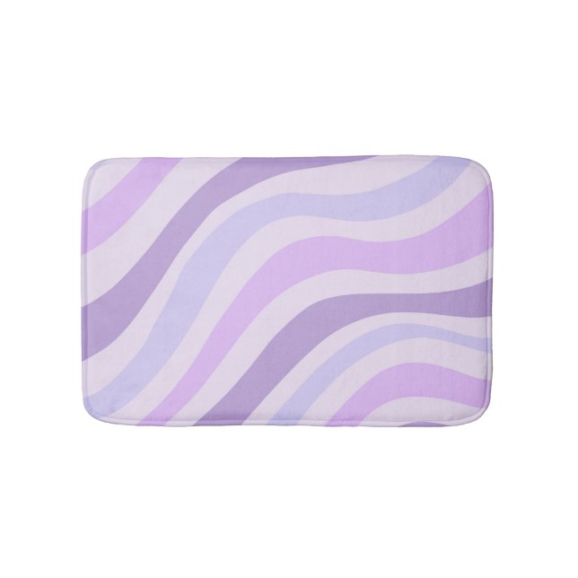 Abstract Purple Blue Groovy Stripe Liquid Pattern Bath Mat (Front)