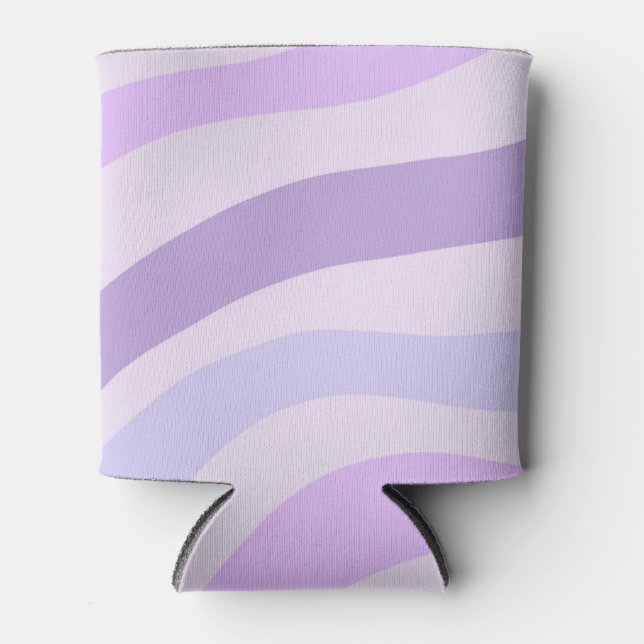 Abstract Purple Blue Groovy Stripe Liquid Pattern Can Cooler (Front)