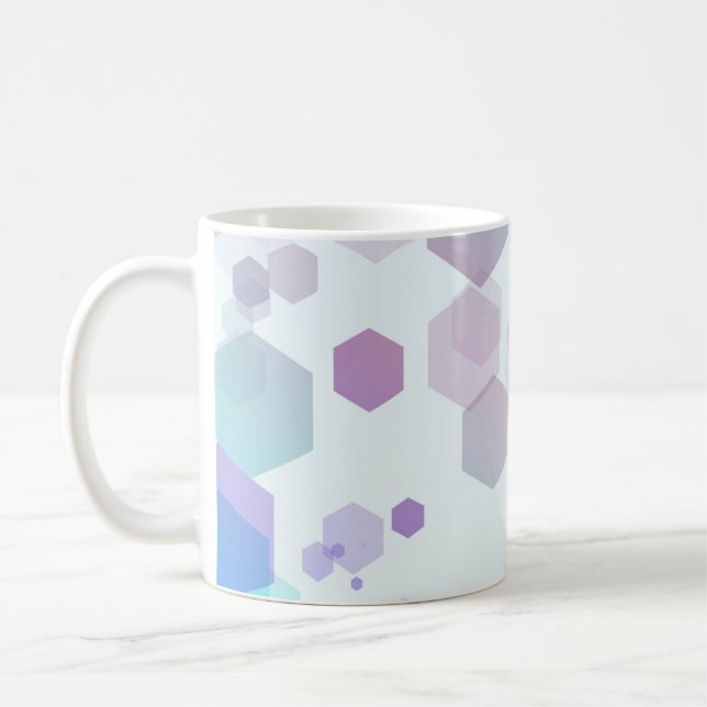 Abstract Purple-Blue Hexagon - Shape Pattern Throw Coffee Mug (Left)