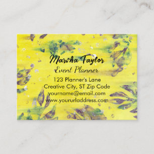 Abstract Purple Blue Leaves Custom Business Cards