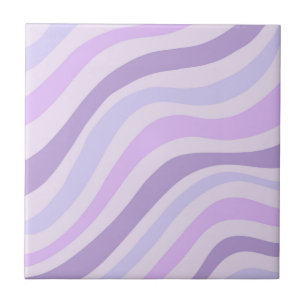 Abstract Purple Blue Wavy Stripe Modern Tile
