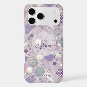 Abstract Purple Circles with Paint Strips Accents