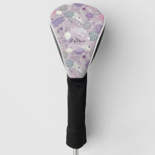 Abstract Purple Circles with Paint Strips Accents Golf Head Cover