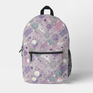 Abstract Purple Circles with Paint Strips Accents Printed Backpack