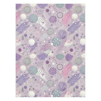 Abstract Purple Circles with Paint Strips Accents Tablecloth