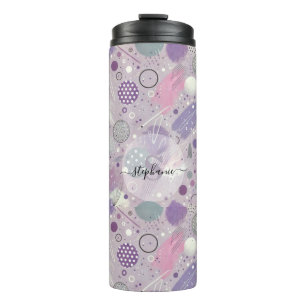 Abstract Purple Circles with Paint Strips Accents Thermal Tumbler