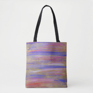Abstract Purple, Coral and Gold Painted Strokes Tote Bag