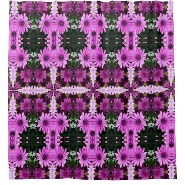 Abstract Purple Daisy Flower Pattern  Shower Curtain (Front)