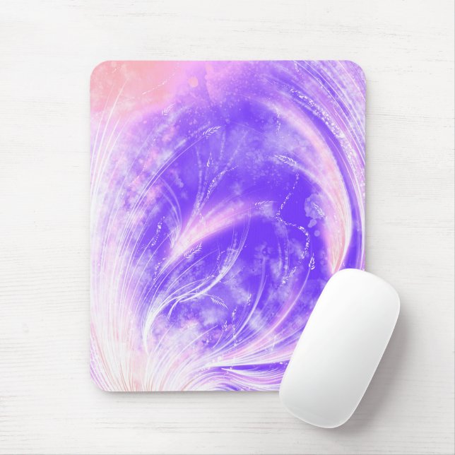 Abstract Purple Dandelions and fireflies  Mouse Pad (With Mouse)