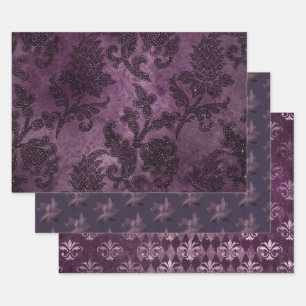 Abstract Purple Floral Exotic Glamour Formal Wrapping Paper Sheet