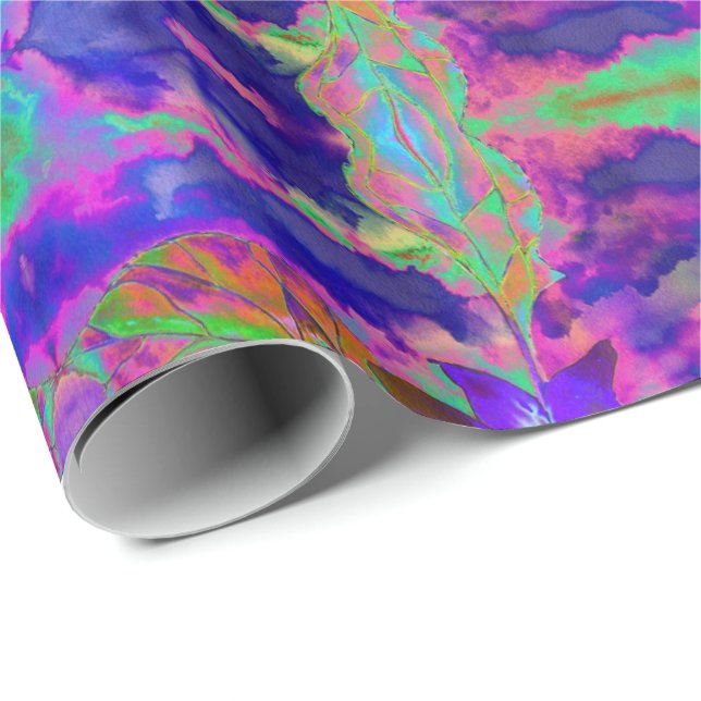 Abstract purple floral watercolor sunflowers wrapping paper (Roll Corner)
