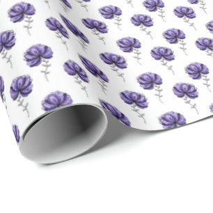 Abstract Purple Flower Doodle Art Style Wrapping Paper