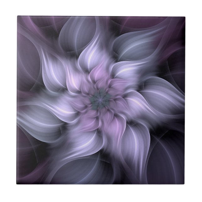 Abstract purple flower, violet floral theme tile (Front)