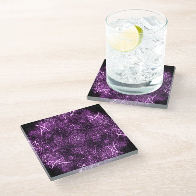 Abstract Purple Fractal_Unique Coaster (Angled)