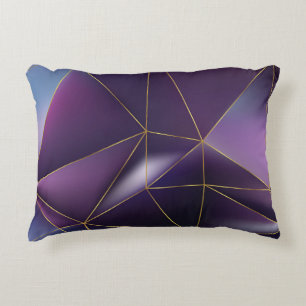 Abstract purple geometric with golden lines decorative cushion