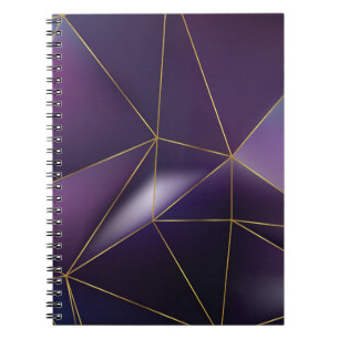 Abstract purple geometric with golden lines notebook