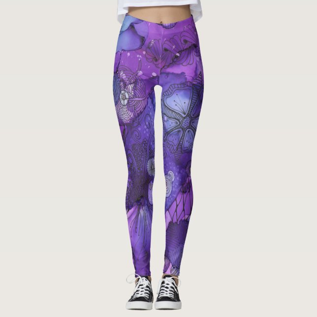 Abstract Purple Glow Leggings (Front)