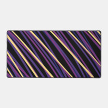 Abstract Purple & Gold Diagonal Waves Desk Mat