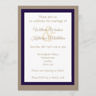 Abstract purple gold double sided Wedding Invite