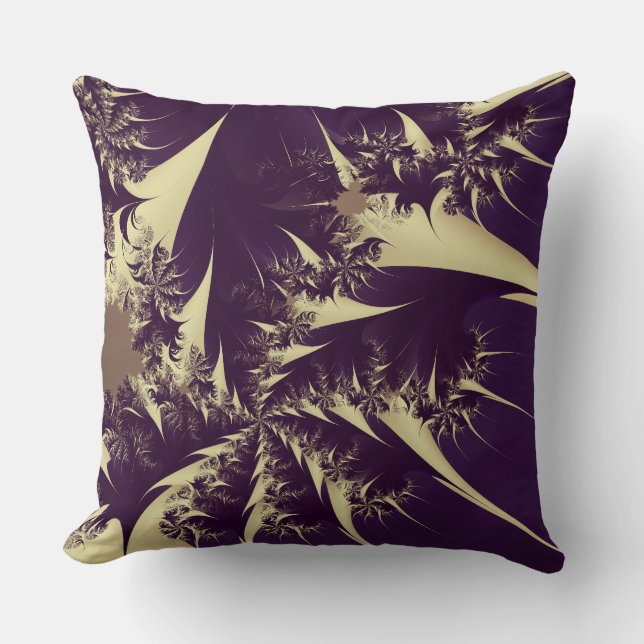 Abstract Purple Gold Fractal Cushion (Front)