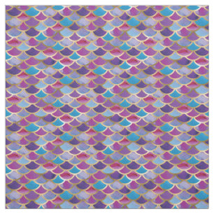 Abstract Purple Gold Mermaid Scale Pattern Fabric