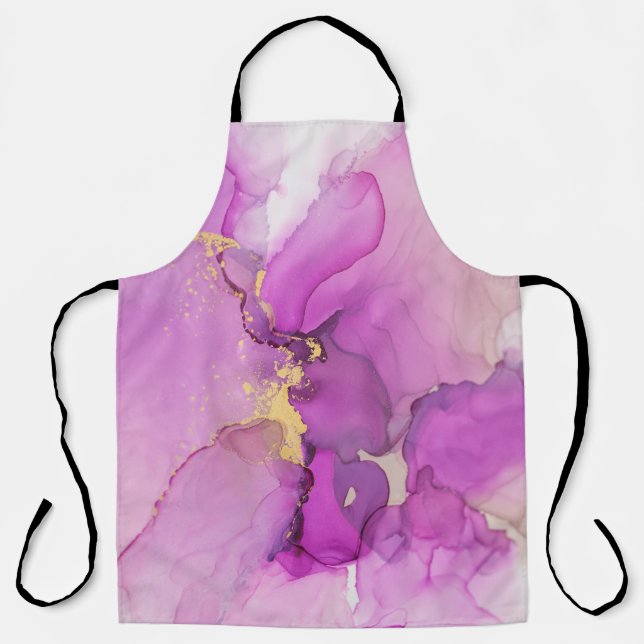 Abstract purple, gold: mixing acrylics. apron (Front)