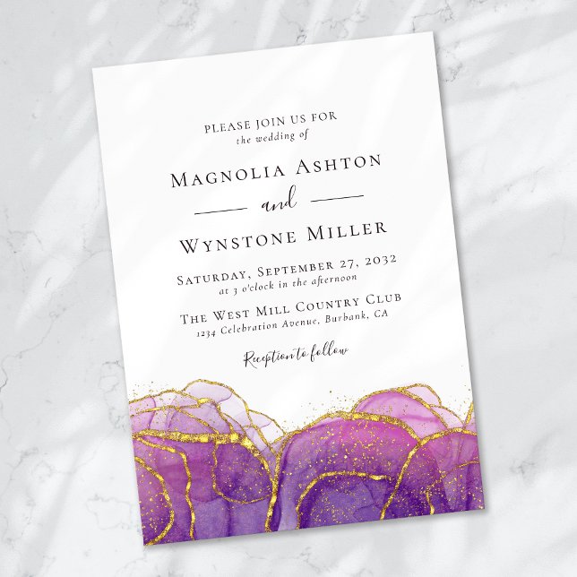 Abstract Purple Gold Wedding Invitation (Creator Uploaded)