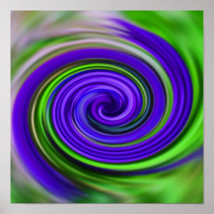 Abstract Purple Green Swirls Colours Print