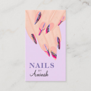 Abstract Purple Hands Nail Artist Business Card