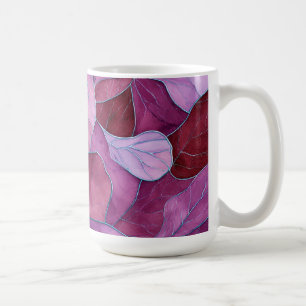 Abstract Purple Leaves Pattern Coffee Mug