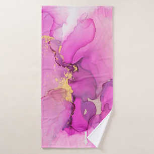 Abstract purple, lilac, pink, gold background, bath towel