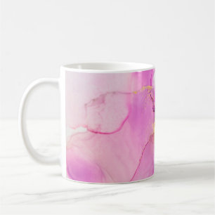 Abstract purple, lilac, pink, gold background, coffee mug