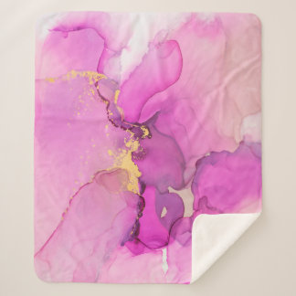 Abstract purple,  lilac,  pink,  gold background,  sherpa blanket