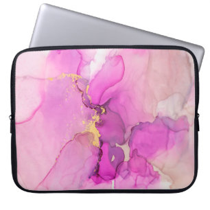Abstract purple, lilac, pink, gold background, wal laptop sleeve