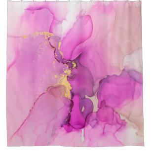 Abstract purple, lilac, pink, gold background, wal shower curtain