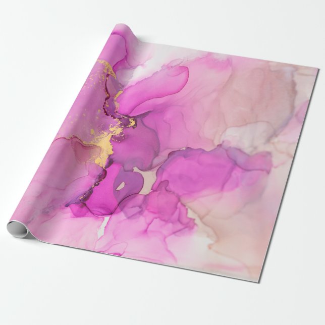 Abstract purple, lilac, pink, gold background, wal wrapping paper (Unrolled)