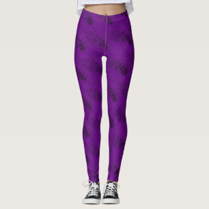 Abstract Purple Lines Modern Black Leggings