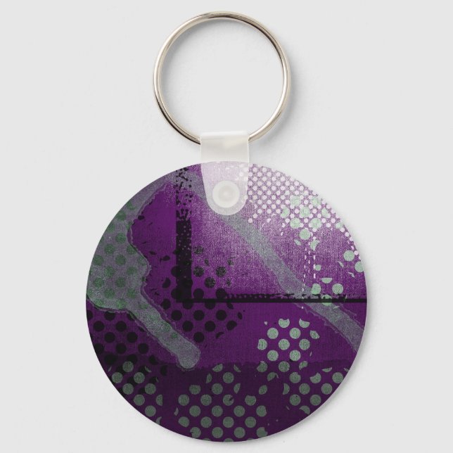 Abstract Purple Metallic Grunge Key Chain (Front)